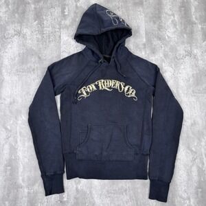 Fox Riders Co. Hoodie Womens Medium Black Skate Grunge Moto Cross Sweatshirt Y2K